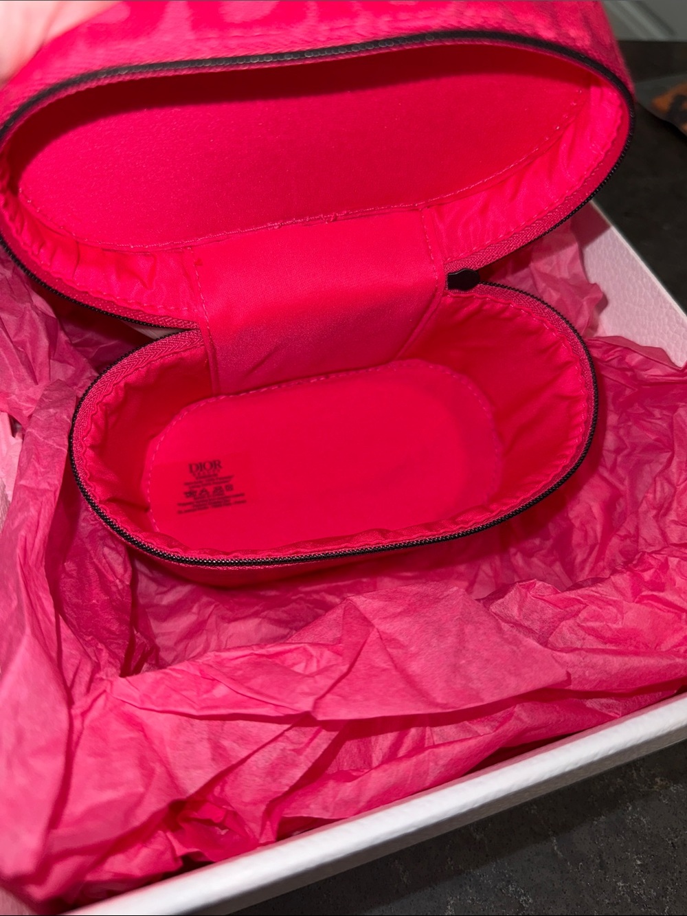 Dior Hot Pink Logo Train Case with Dior Branded Gift Box - Picture 6 of 7